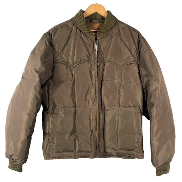 Vtg Pioneer Wear Goose Down Puffer Jacket Brown Winter Coat Mens Medium Large - Picture 1 of 3